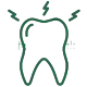 Tooth icon with radiating lines indicating strength or dental health awareness