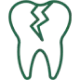 Cracked tooth icon representing dental damage and treatment services